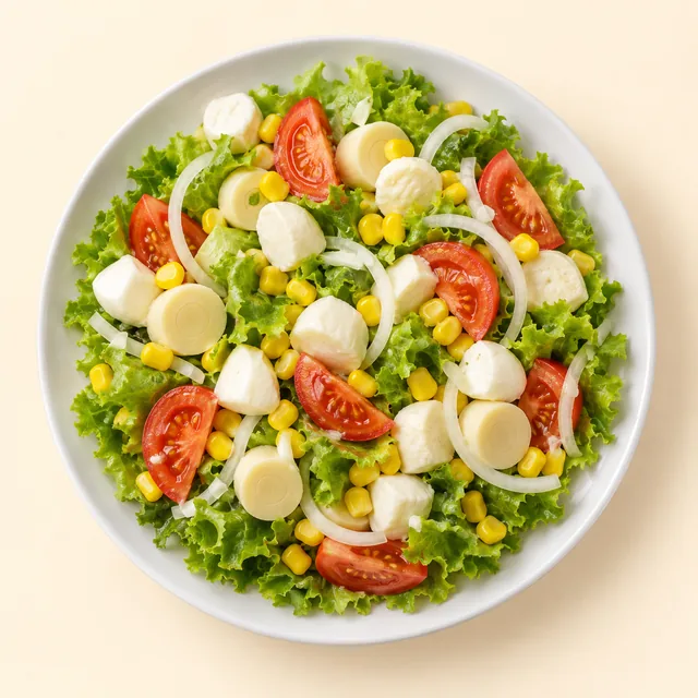 Salada em prato branco — imagem ilustrativa